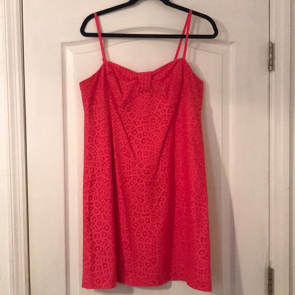 Lilly Pulitzer Hot Pink Eyelet Shift Dress